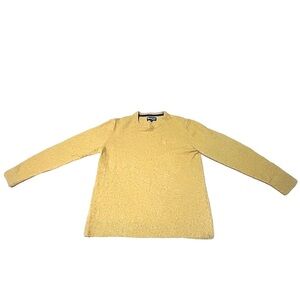 Barbour Wool Silk Blend Sweater Men’s XL Mustard Yellow Crewneck Knit Pullover